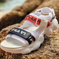 FILA 斐乐 F12W024505F 女士魔术贴沙滩鞋 集团白/火红 35.5