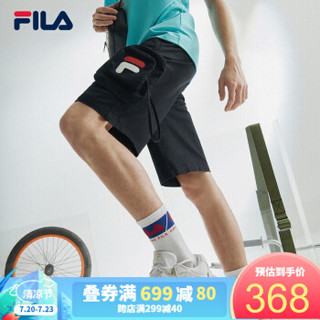 FILA FUSION斐乐官方梭织五分裤2020夏季新款短裤ins潮裤运动裤男 深黑-BK 180/88A/XL