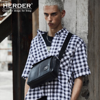 赫登尔herder头层牛皮男包韩版单肩包休闲时尚斜挎邮差包潮0905c单层