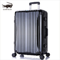 卡帝乐鳄鱼(CARTELO) 铝框拉杆箱行李箱 万向轮登机箱男女旅行箱密码箱 20英寸 商务黑