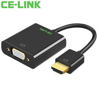 CE-LINK HDMI转VGA线转换器带音频口 高清视频转接头适配器 电脑盒子连接电视显示器投影仪线 黑色 2285