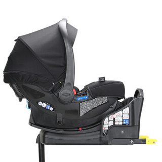 葛莱GRACO新生婴儿提篮式安全座椅 反向安装 含底座isofix硬接口 0-12个月 8AV97MDLN 午夜黑