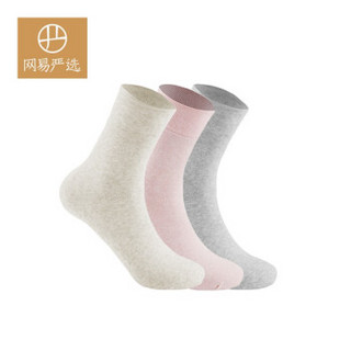 网易严选 3双装 女式加厚毛圈中筒袜-4 米色、浅灰、 粉色（混色三双装）