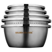 金钥匙（GOLDEN KEY）304不锈钢 菜盆味斗五件套多用调料盆（和面洗菜拌沙拉腌肉淘米） GK-T500B4