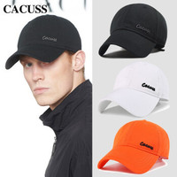 卡古斯(CACUSS)棒球帽子男女四季通用刺绣情侣鸭舌帽运动经典纯色户外嘻哈帽AB0091 黑色灰字