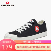 Airwalk男鞋女鞋低帮帆布鞋2020秋季新款潮流百搭透气舒适中性休闲鞋韩版情侣款 黑色/白色（男女鞋） 43