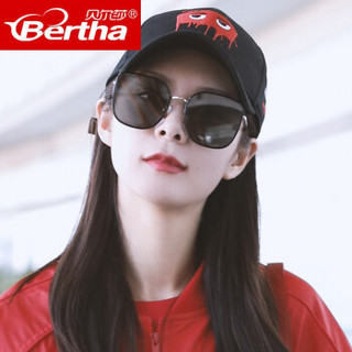 bertha2020新款gm墨镜bibi女韩版潮网红方框眼镜护目镜明星同款太阳镜防紫外线8911 经典黑
