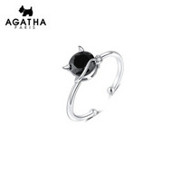 AGATHA新款925银黑色闪石小恶魔造型个性独特百搭饰品开口戒指女