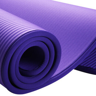 金啦啦瑜伽垫12MM加厚无味防滑健身垫185*80cm加宽加长运动垫子 深紫包边