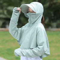 NZTK 防晒帽女遮脸夏天户外防晒衣披肩骑车遮阳帽大檐速干太阳帽 MH266 青色