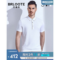 Brloote/巴鲁特POLO衫男夏季时尚休闲纯棉翻领短袖T恤 白色 175/96A