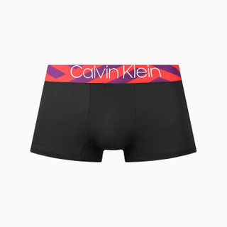 CK UNDERWEAR 经典款 男士撞色Logo低腰棉质平角内裤NB1862 2ZV-黑色红条 M