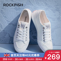 Rockfish小白鞋新品帆布鞋女板鞋布鞋 白色百搭潮流休闲鞋女鞋 白色 36