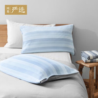 网易严选 新品 全棉色织·双层纱枕巾 浅蓝