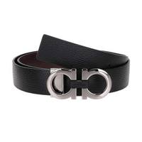 Salvatore Ferragamo 菲拉格慕 男士牛皮双面双用板扣式腰带皮带 678783 0476361 黑色胡桃色 90cm