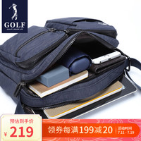 高尔夫GOLF多隔层时尚单肩包大容量男士斜挎包轻便潮流便捷耳机孔户外运动挎包男布包 蓝灰色