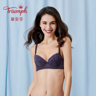 Triumph/黛安芬性感花卉蕾丝内衣女水袋杯小胸聚拢型文胸16-8421 灰黑色-DK 75C