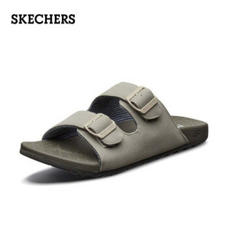 Skechers斯凯奇男士拖鞋 2019年新款夏季凉拖鞋 双层搭带快速易干防滑潮鞋 66042 沙色/SND 42