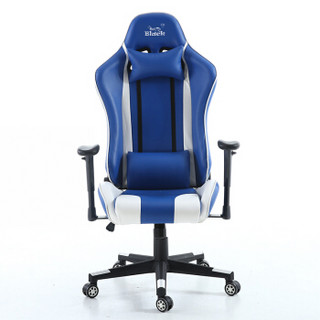 小乙电脑椅电竞椅AS6003升降扶手皮革（PU)蓝白