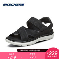 Skechers斯凯奇夏季交叉布带凉鞋 可调节魔术贴休闲鞋女66666154 黑色/BLK 36