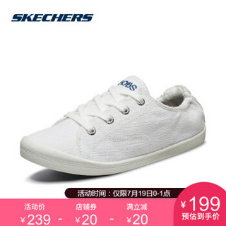 Skechers斯凯奇女鞋 简约舒适轻质帆布鞋 时尚踩脚小白鞋31960 白色/WHT 35