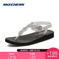 Skechers斯凯奇夏季时尚休闲轻质贴钻平底夹脚凉鞋女31755 白色/WHT 37