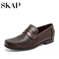 SKAP/圣伽步春专柜同款牛皮/鹿皮商务休闲男皮单鞋20911231 80棕色 41
