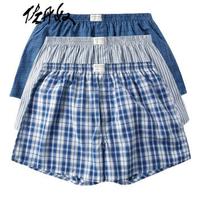 佐丹奴男四角内裤三件装四角裤男青少年纯棉格子平角内裤01179139 04蓝色 中码(170/80A)