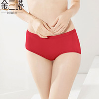 金三塔女式内裤女真丝中腰无痕简约三角裤NZF8C208 大红1700 L
