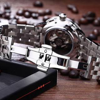 上海(SHANGHAI)手表 剪影系列自动机械表休闲商务多功能计时码表精钢防水男表 SH9001NB-1