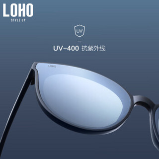 LOHO墨镜男/女同款网红潮流太阳镜高清偏光大框太阳眼镜LHB601 黑色