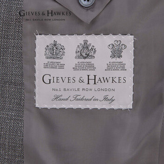 GIEVES&HAWKES/君皇仕 男士羊毛纯色平驳领西服上衣G3617EM071 灰色 R48