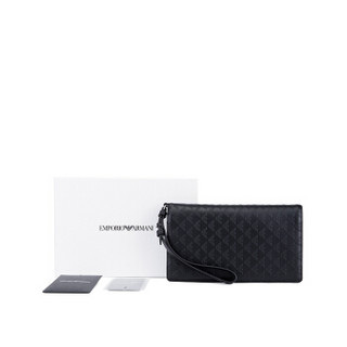 EMPORIO ARMANI 阿玛尼 男士黑色牛皮整体徽标设计钱包 黑色Y4R150 YC043 80001