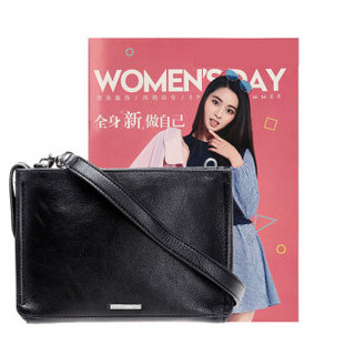 Rebecca Minkoff 瑞贝卡·明可弗 女士Moto 3 Zip系列黑色牛皮三拉链袋装饰单肩斜挎包 HT26EFCX91 BLACK