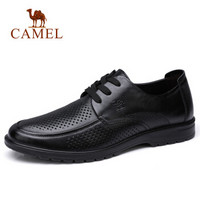 骆驼（CAMEL）男鞋 春夏新款柔软摔纹牛皮透气冲孔商务休闲皮鞋 A822287550 黑色 41