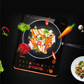 美的（Midea）电磁炉匀火纤薄十档滑控火力调节C21-WH2126（赠汤锅+炒锅）