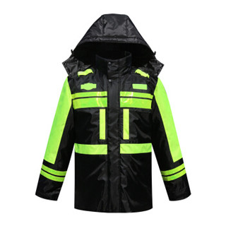 谋福CNMF80172安全反光保暖交通执勤雨衣户外骑行服交通防寒服城管雨衣套装(高档执勤服) XL-175可定制
