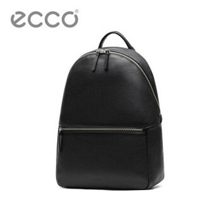 ECCO爱步 双肩包大容量 实用拉链男女包包 柔酷粒纹系列9105172 黑色910517290000