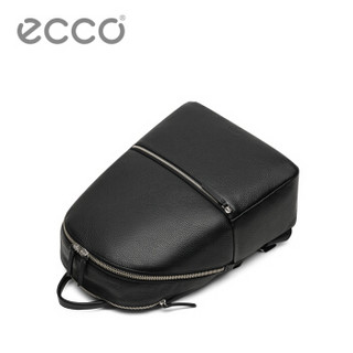 ECCO爱步 双肩包大容量 实用拉链男女包包 柔酷粒纹系列9105172 黑色910517290000