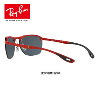 RayBan 雷朋法拉利车队系列太阳镜墨镜男女潮流时尚0RB4302M F62387 红色镜框深灰色镜片 尺寸62