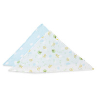 全棉时代 手帕口水巾三角巾婴幼儿纱布三角巾 62*43 蓝底白云+狮子 2条/袋