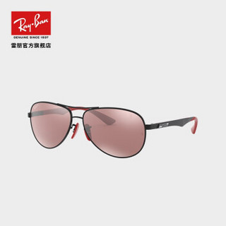 RayBan雷朋太阳镜法拉利系列偏光康目驾驶司机镜0RB8313M F002H2黑色镜框紫色镜面银色偏光康目色镜片 尺寸61