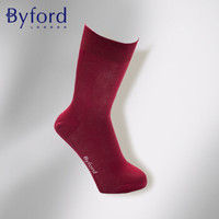 Byford 百富男士棉针织正筒袜子 商务休闲男袜 丝光棉绅士袜-939I 红色 25