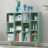 美丽印记 简易书架简约现代置物架落地桌上柜子学生创意格子柜自由组合书柜 宝石绿 8格B款
