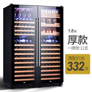 尊堡(zunbao)BJ-508D 红酒柜 压缩机酒柜 风冷双温控制 双门红酒柜 恒温酒柜 黑光珠 挂杯款
