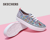 Skechers斯凯奇女鞋 俏皮萌趣图案印花帆布鞋 舒适绑带平底板鞋33277 多彩色/MLT 36