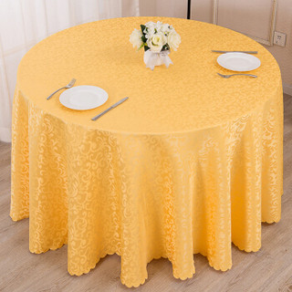 酒店桌布饭店台布台裙宾馆餐厅餐桌布方形圆桌布定做桌布布艺茶几长方形 金黄色 圆形2.2米