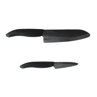 京瓷（KYOCERA） 刀具套装 陶瓷刀 黑刃双刀组合装 FK-075/160BK 日本品牌