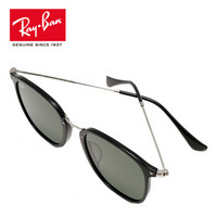 RayBan 雷朋太阳眼镜墨镜男女款全框复古简约0RB2448NF可定制 901 镜框黑色 镜片绿色 尺寸53