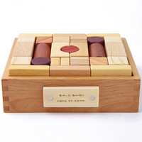 韩国soopsori积木玩具 1-3-6周岁木制婴儿数字英文益智儿童积木宝宝早教启蒙男孩女孩新年礼物 原木积木66粒(送木盒可刻字)